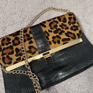 C Wonder shoulder bag. Leather with leopard